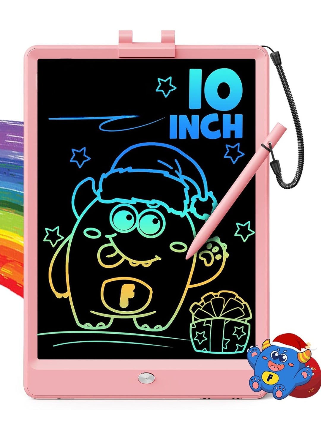 WHITE GAINS LCD Writing Tablet, 10-inch Colorful Drawing Pad for Kids, Eye Protection, No Mess, Travel Essentials for Boys and Girls, Educational Toy for 3-8 Year Olds (Blue)